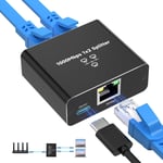 Switch Rj45 Multiprise Ethernet 2 Ports,1000 Mbps Lan Splitter 1 À 2,Switch Ethernet Gigabit Rj45 Aluminium Avec Câble Type C Pour Ordinateurs,Commutateurs,Téléviseurs,Routeur