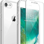 Beskyttelsespakke med gjennomsiktig TPU-beskyttelse for side/bak og herdet glass for skjerm for iPhone 7/8/SE2