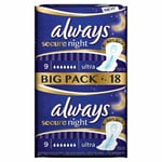 Always Secure Night Pads (18) - Pack of 6