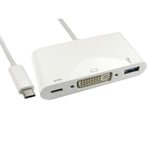 CMS Cables 15cm Leaded USB Type-C to DVI & USB Adapter with PD Function