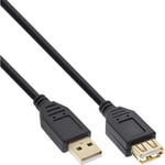 USB 2.0 Extension, Plug / Socket, Type A, Black, Contacts Gold, 10m