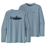 Patagonia M's L/S Cap Cool Daily Fish Graphic Shirt Fitz Roy Trout: Steam Blue X-Dye S