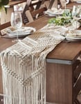 Krämfärgad Macrame Bordslöpare 30x200 cm - Pampas