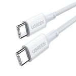 Ugreen USB-C til USB-C-kabel, PD, 100W, 1,5m - Hvit