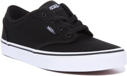 Vans Atwood Juniors Lace Up Low Cut Trainers In Black White Size UK 2 - 6