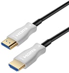 PremiumCord 4K Active Optical (AOC) HDMI 2.0 Fibre Optic Cable M/M 18Gbps, Compatible with Video 4K @ 60Hz, Deep Color, 3D, ARC, HDR, Dolby TrueHD, Gold-Plated Connectors, Black, 25 m