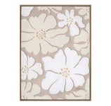 Målning med ram 60x80cm, beiga blommor