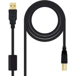 Levitantes USB 2.0 Ferrite Cable for Printer Black Male to Male Type A/M B/M 5 Metres