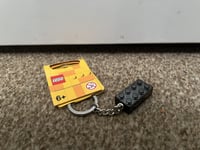 Classic LEGO Keyring Brick 2x4 Black  Metallic 853992 Keychain Retired Rare New