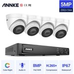 ANNKE Annke - 5MP PoE Turret Système de caméra sécurité cctv avec kit vidéosurveillance intérieur extérieur 8CH 4K nvr 4 caméras Pas disque dur