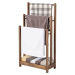3-Tier Wooden Towel Rack Freestanding 3 Bars Towel Drying Holder Storage Shelf