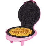 Global Gizmos 35570 Heart Shaped Waffle Maker / 1000W / Unique Thermostatic Design/Non-Stick Plates/Easy Clean / 25cm x 22cm / Pink Colour