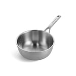 KitchenAid Multi-Ply Stainless Steel PFAS-Free Ceramic Non-Stick 24 cm/3.1 Litre Chef's Pan, 3-Ply, Induction, Multi Clad, Silver