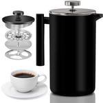 Small Cafetiere French Press Coffee Maker, 350ml /12oz Stainless Steel Double Wall Heat Resistant Coffee Pot of 1 Cup Coffee Maker