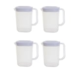 4 Plastic Fridge Jugs 1.5L Slimline Whitefurze Easy Pour Water Milk Squash Jug