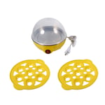 (Yellow)220V Multifunctional DoubleLayer Electric Eggs Boiler Cooker Steamer UK