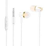 Brussel Fashion Wired Earphones in-Ear Earbud Headphones with Microphone Heavy Bass Wired Earphones with Mic for Universal 3.5mm Audio Devices Golden