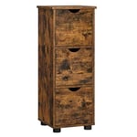 VASAGLE Bathroom Floor Cabinet, Slim Storage Unit 3 Drawers, 30 x 30 x 80 cm, for Bathroom, Living Room, Bedroom, Kitchen, Rustic Brown BBK150X01