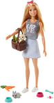 Barbie Famille Coffret poupée et Ses Animaux, avec Figurines Chiot, Lapin et Accessoires Inclus, Jouet pour Enfant, FPR48