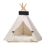 GANE Pets Bed Dogs Cats Creative Tents 2 Sizes Supplies White Canvas Teepee House House Portable Tent,Only Tent,70X60Cm