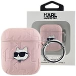 Karl Lagerfeld Monogram Choupette Head Case for AirPods 1/2 - Rosa