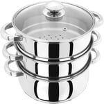 Stainless Steel 3 Tier Steamer 20Cm Casserole Pot Oven Safe Induction Ready