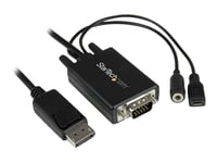 Startech.Com 6 Ft / 2M Displayport To Vga Adapter Cable With Audio - Displayport-Adapter - Displayport (Hane) Till 15 Pin D-Sub (Db-15), Mini-Phone Stereo 3.5 Mm, Mikro-Usb Typ B (Endast Ström) - 2 M - Svart - För P/N: Dk30ch2dep, Dk30ch2depue