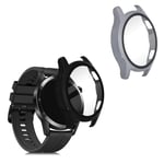 kwmobile Cover Comaptible with Huawei Watch GT2 (46mm) (Set of 2) -Tempered Glass with Plastic Frame - Black/Grey/Transparent
