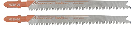 kwb Lames de scie sauteuse pour le bois en acier HCS flexible avec tige à une came (tige en T), denture en plongée, transport optimal de la sciure, tranchant durable, surface polie