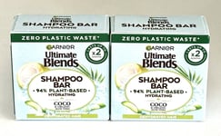 2Garnier Ultimate Blends Coconut&Aloe Vera Shampoo Bar Dehydrated Hair 2X60g 2pk