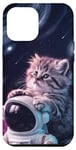Coque pour iPhone 14 Pro Max Chaton drôle de chat dans l'espace mignon rétro art vintage