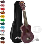 TIGER UKE7-PP Soprano Ukulele for Beginners includes Gig Bag, Felt Pick, Spare Set of Strings Now Equipped with Aquila Strings Purple