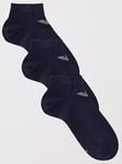 Emporio Armani Bodywear Casual Cotton 3 Pack Sneaker Socks, Navy, Size S/M, Men