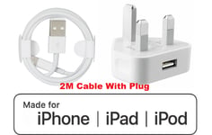 Iphone 2meter Lightning Cable With Uk Plug For 11,11promax,xmax,xs,x,8+,8,7+,7,6