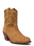 Calfskin Suede Western Boot Shoes Boots Ankle Boots Ankle Boots With Heel Brown Polo Ralph Lauren