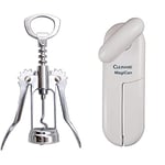 Lever Bottle Opener Bar Key Corkscrew Beer Campagne Kitchen Screw & Culinare C10015 MagiCan Tin Opener | White | Plastic/Stainless Steel | Manual Can Opener | Comfortable Handle for Safety and Ease