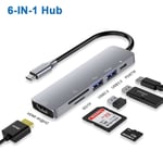 6 en 1 (HDMI.Carte) - Adaptateur Hub USB C avec HDMI 4K 100W PD USB C 3 USB A TF/SD 3.5mm Audio Thunderbolt 3 USBC pour iPad Pro MacBook Air/Pro,XPS
