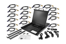 StarTech.com 16 Port Rackmount KVM Console with 6ft Cables, Integrated KVM Switch with 19" LCD Monitor, Fully Featured 1U LCD KVM Drawer- OSD KVM, Durable 50,000 MTBF, USB + VGA Support - 19in. LCD KVM Console (RKCONS1916K) - KVM-konsol - 19"