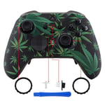 eXtremeRate Green Weeds Patterned Faceplate Cover, Soft Touch Front Housing Shell Case Replacement Kit for Xbox One Elite Series 2 Controller Model 1797 - Thumbstick Accent Rings Included