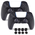 2 Pack PS5 Controller Grip Cover, Silicone Controller Cover Skin Protector Compatible with Sony Playstation 5 DualSense Wireless Controller with 8 Thumb Grip Caps