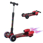 HOMCOM Childs Folding E-Scooter Light Music Water Spray Rechargeable 3-6 Yrs Red