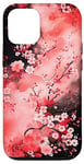 Coque pour iPhone 15 Pro Art Japonais Rose Magenta Rouge Fleurs De Cerisier Nature Art
