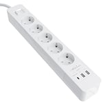 KabelDirekt – Bloc multiprise avec 5 prises (USB, Power Delivery 3.0, charge jusqu’à 3× plus rapide selon l’appareil, protection parafoudre/surtension, testé par TÜV, blanc)
