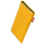 fitBAG Beat Yellow custom tailored sleeve for Apple iPhone 12 Mini/iPhone 13 Mini | Made in Germany | Fine nappa leather pouch case