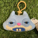 New Fuggler Funny Ugly Monster Clip-on Backpack Key Chain Plush Squidge Blue Cat