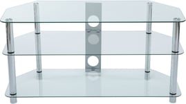 Stealth Mounts 1000mm Clear Glass and Silver Legs TV Stand For 3D/LED/LCD/Plasma TVs Up To 50 inch