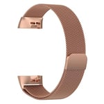 Beilaishi Stainless Steel Magnet Wrist Strap for FITBIT Charge 4， Large Size: 210x18mm(Black) replacement watchbands (Color : Rose Gold)