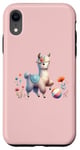 iPhone XR Pink Cute Alpaca with Floral Crown and Colorful Ball Case