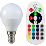 Ampoule led rgb E14, 4,8 watts, télécommande, 470 lumens, lampe à couleur changeante, intensité variable, 3000 Kelvin