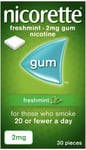 30 x Nicorette Chewing Gum Freshmint 2mg Nicotine Relieves Cravings Fast Acting